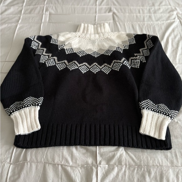 NWT Eloquii Black & White Fair Isle Chunky Knit Turtleneck Sweater 14/16 - Picture 4 of 4